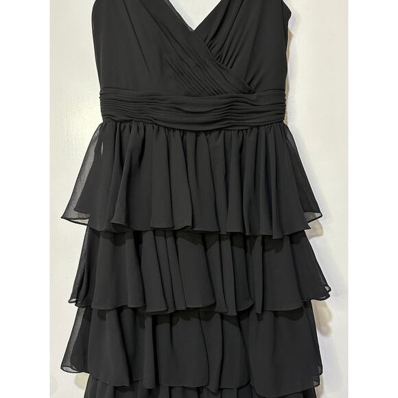 Ieena For Mac Duggal Sleeveless Tiered Ruffle Gown Black Size 6 NWT #55416 - Picture 5 of 13